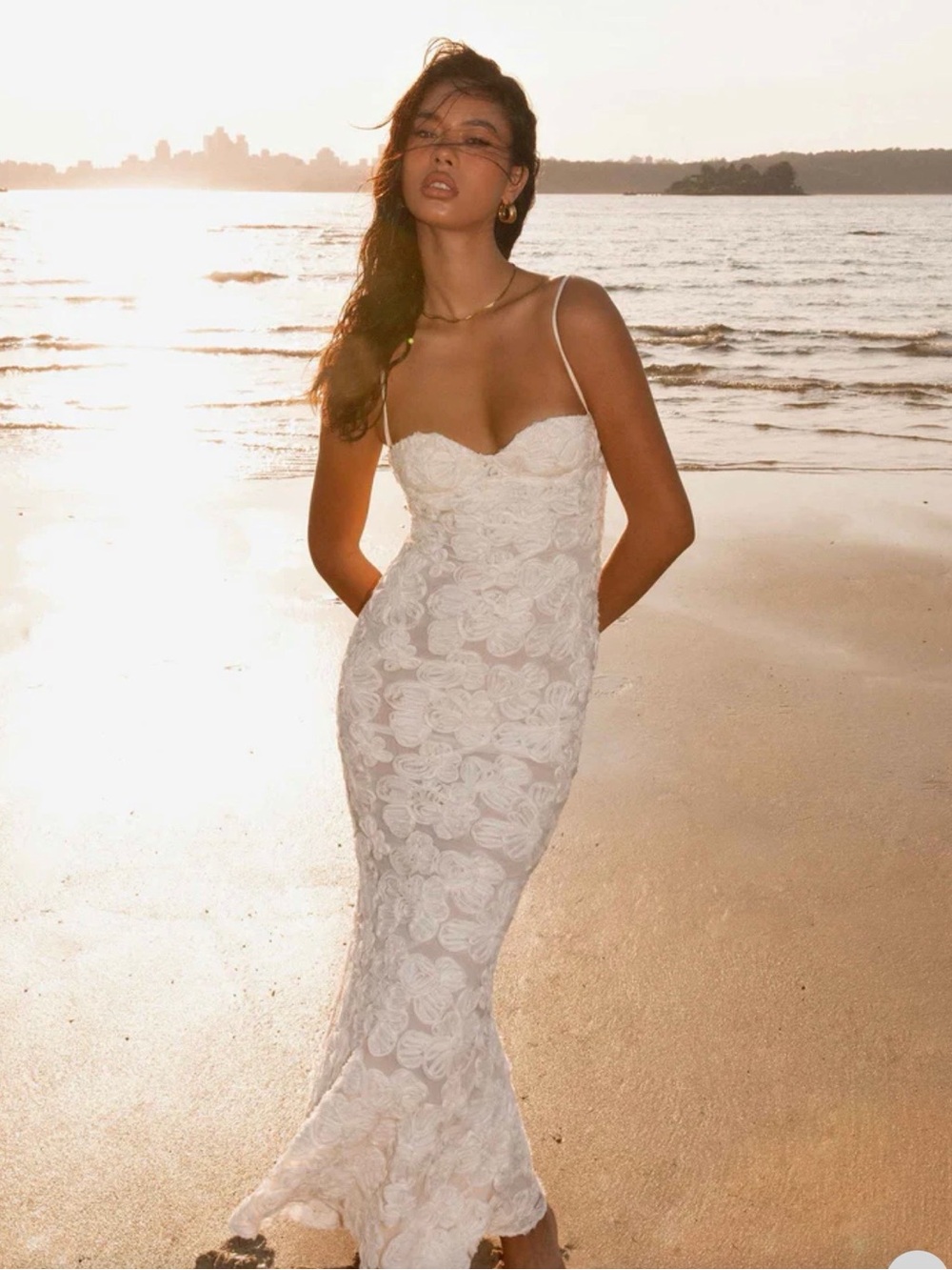 Peppermayo White Lace Spaghetti-Strap Wedding Dress